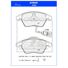 ATE170 D3483 ATE DISC PAD REAR-AUDI