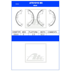 ATE1016BS ATE BRAKE SHOE REAR-TOYOTA