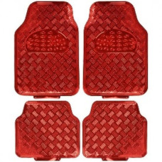 CAR MATS - PVC+ ALLUMINIUM 4PC RED