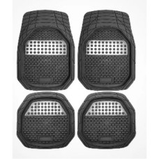 CAR MATS- 4PCS RUBBER BLACK WITH ALUMINI