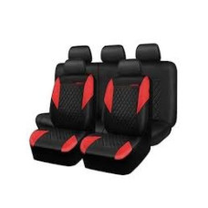 SEAT COVER- LEATHER TYPE A BLK/RED