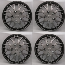 WHEEL COVERS 15 SET GUN METAL/SILVER