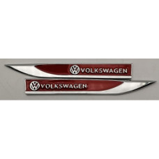 STEEL BADGE- RED VOLKSWAGEN G7 FENDER