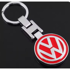 KEY RING- VW LOGO STEEL SIL+RED