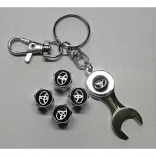 VALVE CAPS-TOYOTA+SPANNER KEYRING BLACK