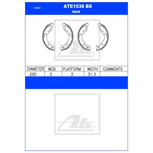 ATE BRAKE REAR SHOES- HONDA JAZZ 08- ATE BRAKE REAR SHOES- HONDA JAZZ 08-