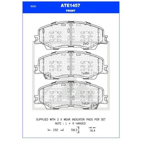 FRONT BRAKE PADS ISUZU D-MAX MU-X 3.0
