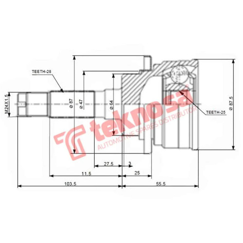 TEKNOSA OUTER CV JOINY 26*25*61*M*44W