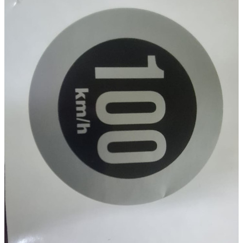 VINYL STICKER 100KM/H SIGN 140MM SLV/BLK