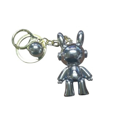 KEYRING-CARTOON RABBIT SILVER