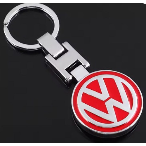 KEY RING- VW LOGO STEEL SIL+RED